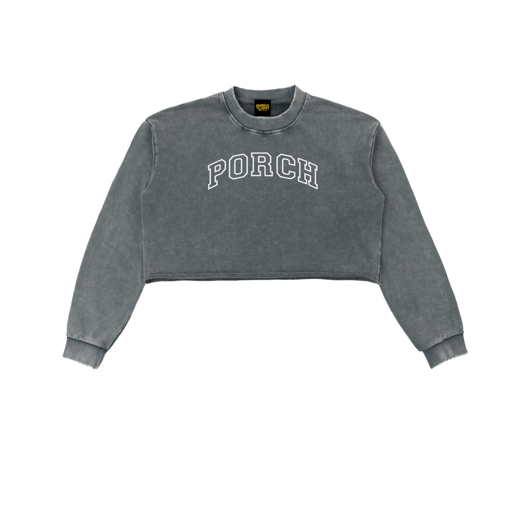 "hollerwood" raw edge cropped sweatshirt