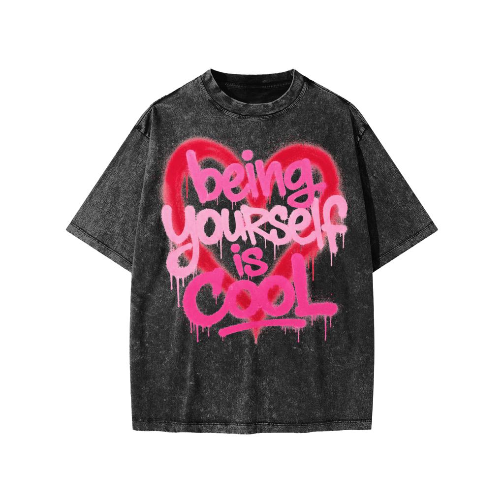 Being Yourself is Cool Snow Washed Heavyweight Kids' Tee