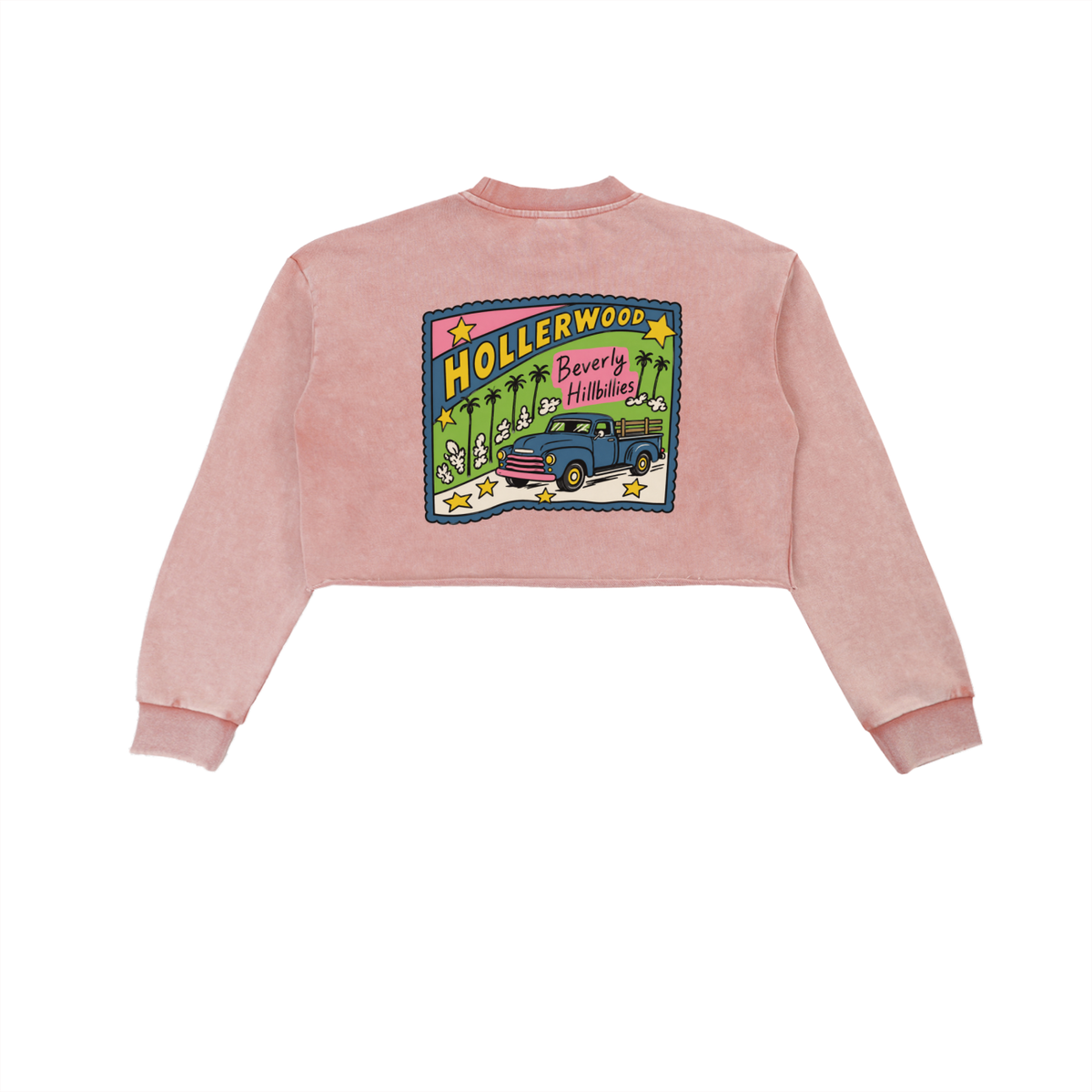 "hollerwood" raw edge cropped sweatshirt
