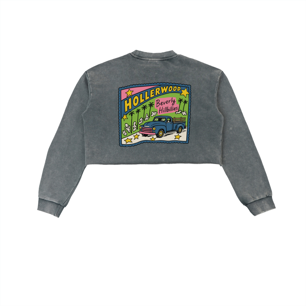 "hollerwood" raw edge cropped sweatshirt