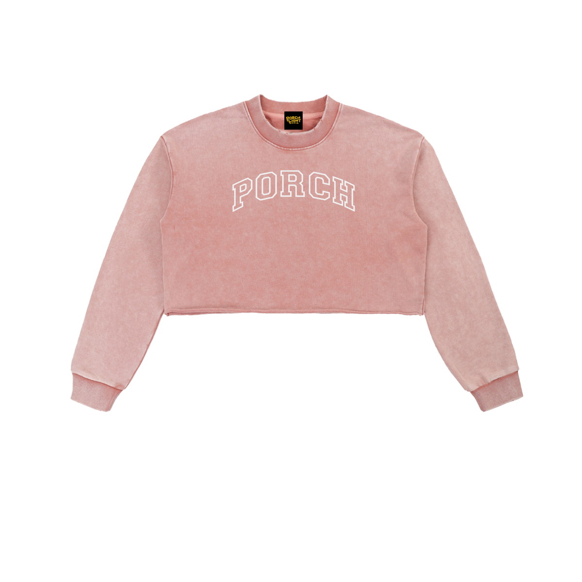 "hollerwood" raw edge cropped sweatshirt